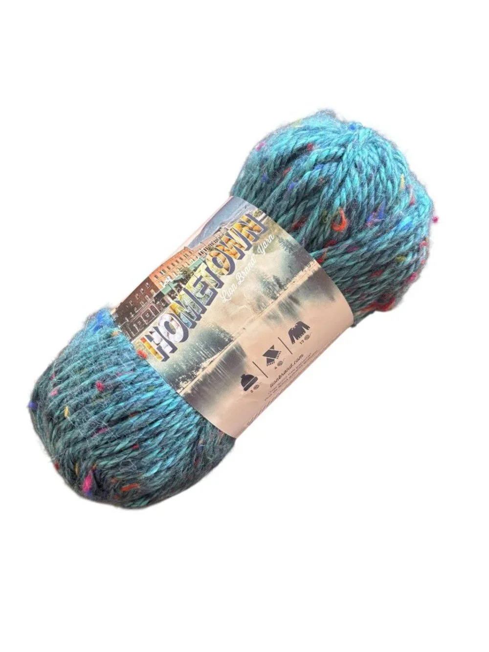 Lion Brand Hometown Yarn 4 Oz Key Largo Tweed 64 Yds Bulky 6 Blue Variegated